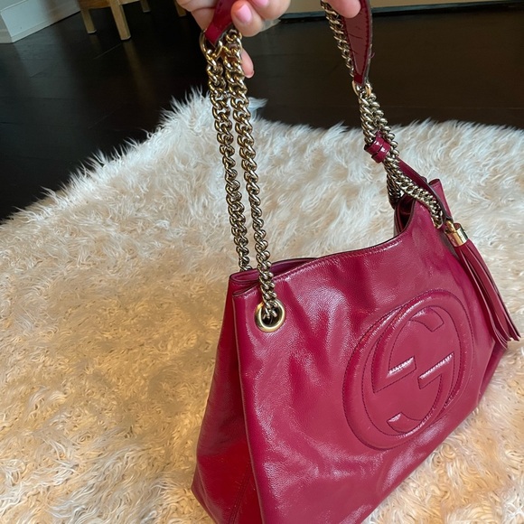 Gucci Soho medium size/Gucci Soho Medium Black Double Leather Chain Shoulder Bag - Picture 15 of 16